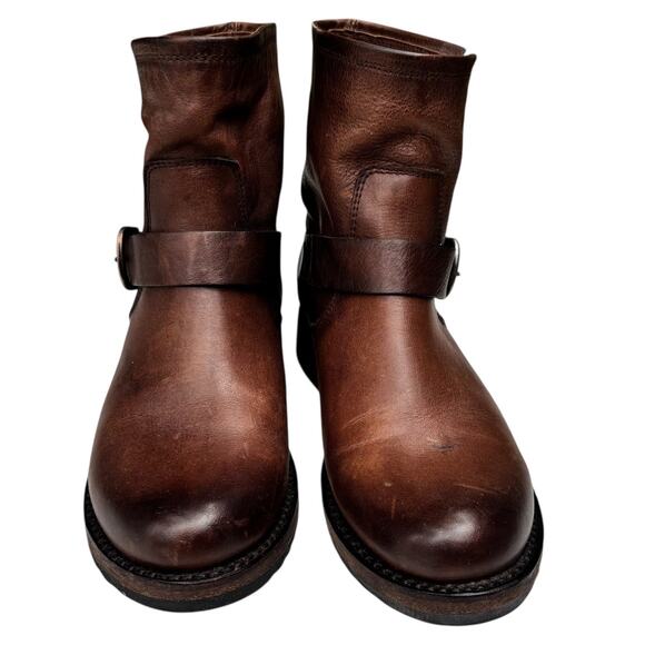 Frye Veronica Bootie Leather Motorcycle Boot Women's Size 8B Buckle - Picture 4 of 9